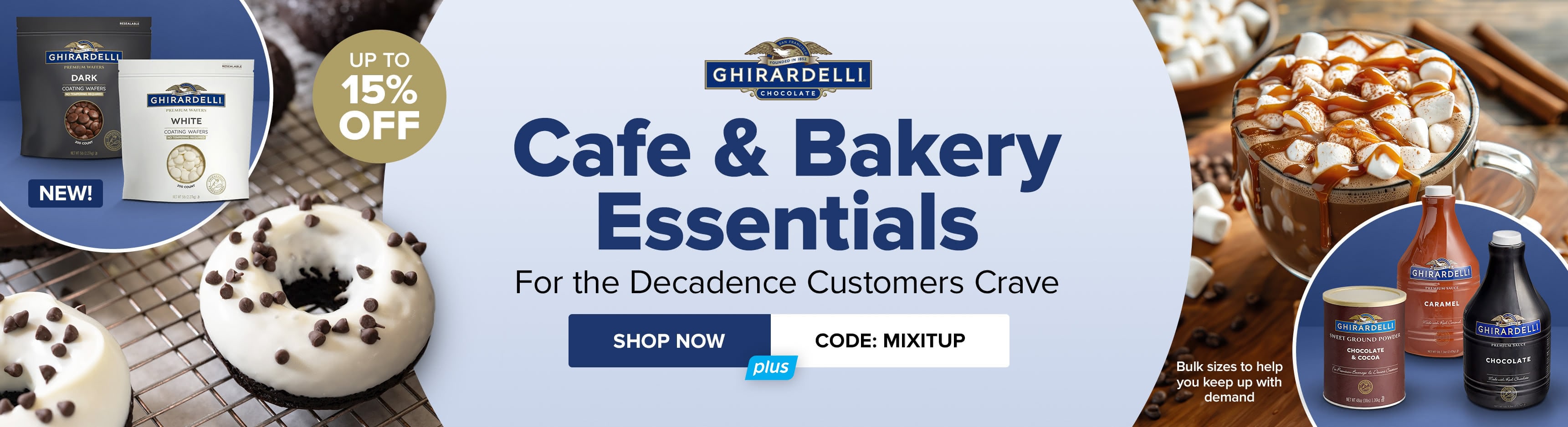Save up to 15% on Ghirardelli Cafe & Bakery Essentials