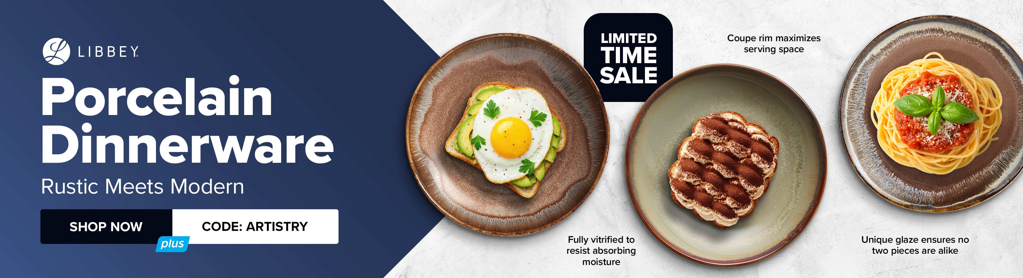 Libbey Porcelain Dinnerware - Rustic Meets Modern. Use Code: ARTISTRY. Shop Now