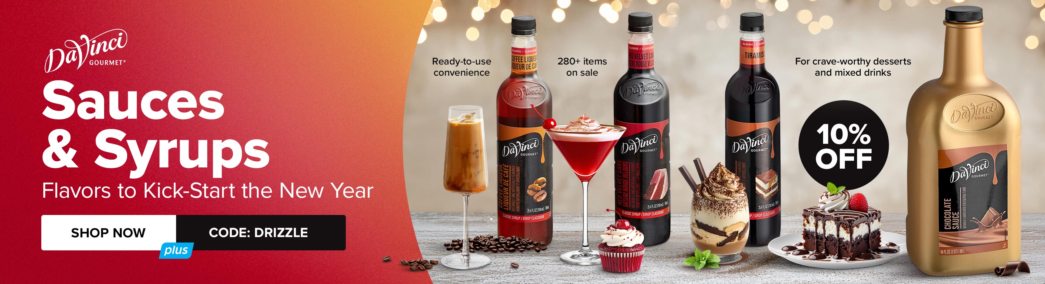 Save 10% on Sauces & Syrups from DaVinci Gourmet - Use Code: DRIZZLE