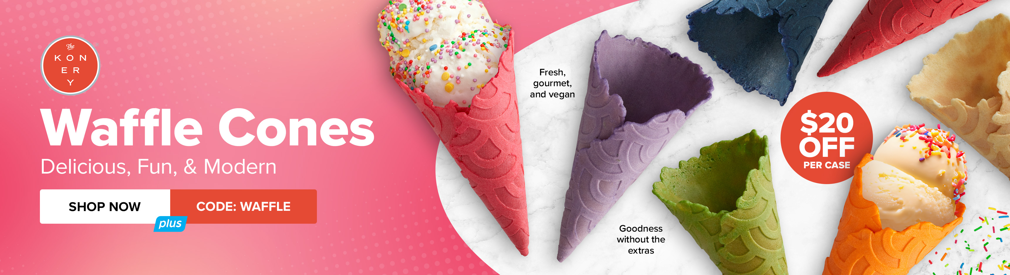 The Konery Waffle Cones. Delicious, Fun, and Modern. Shop Now. Use Code: WAFFLE and Save $20 Per Case.
