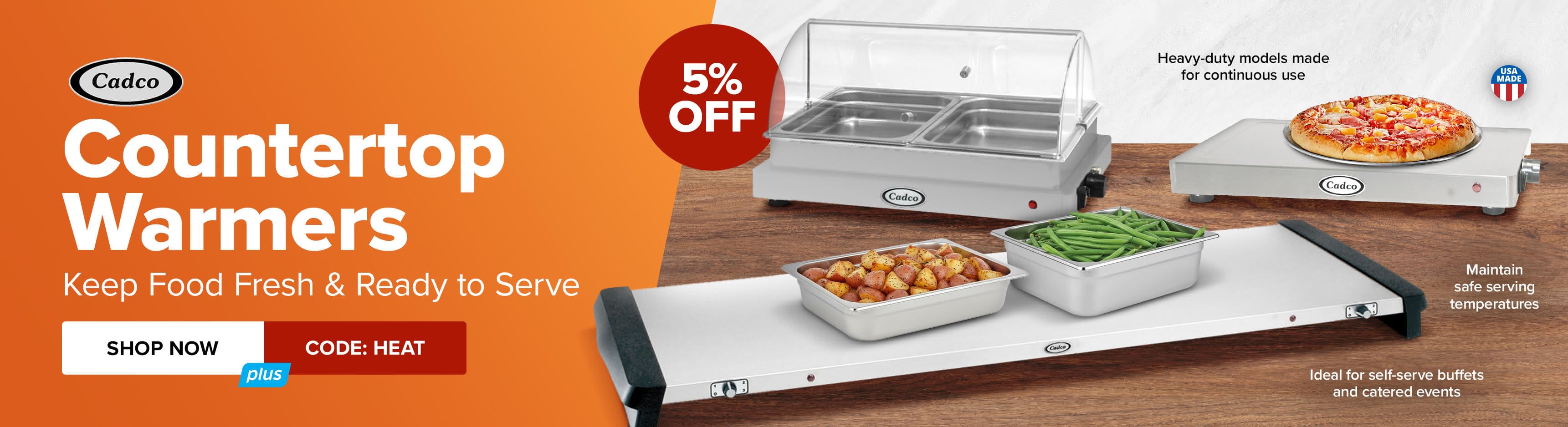 5% OFF Cadco Countertop Warmers use code HEAT