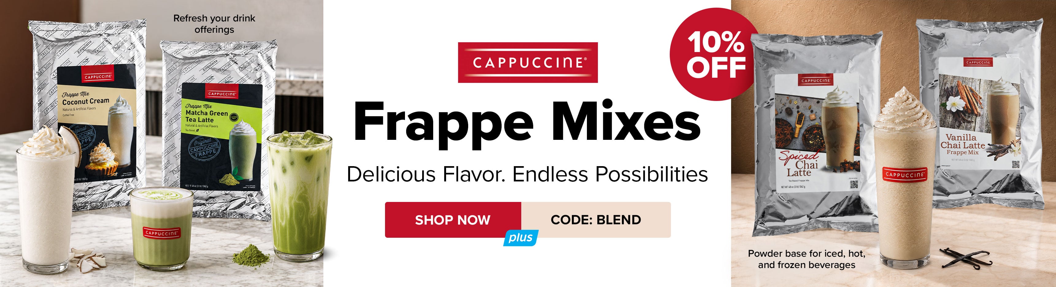 Save 10% on Cappuccine Frappe Mixes