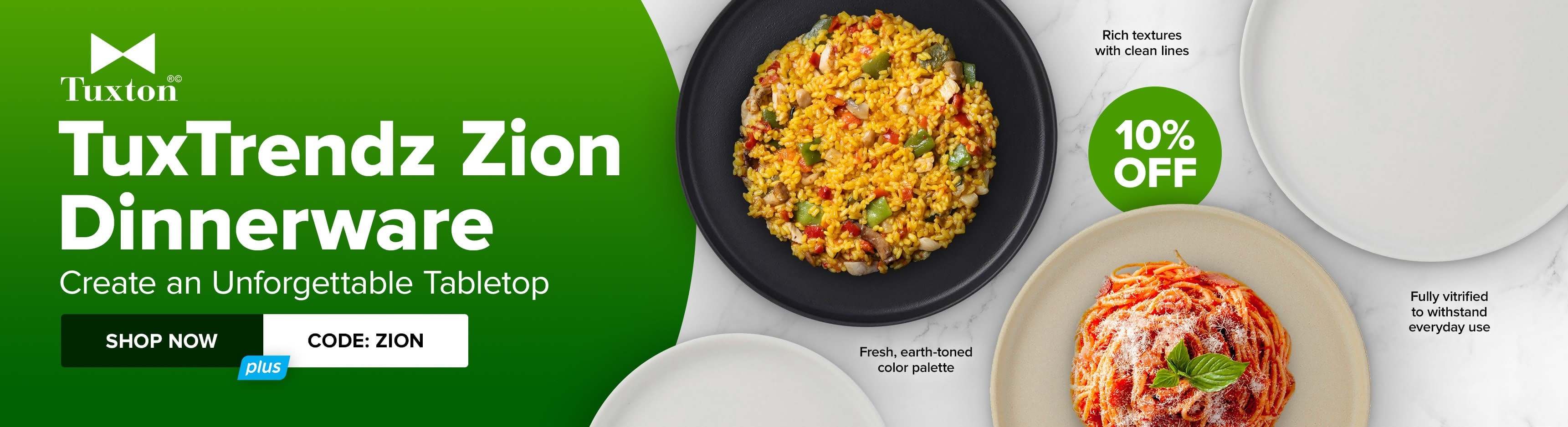 Save 10% this Week on Tuxton TuxTrendz Zion Dinnerware