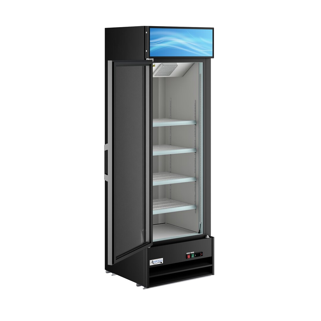 Black Customizable Left-Hinged Swing Glass Door Merchandiser Refrigerator