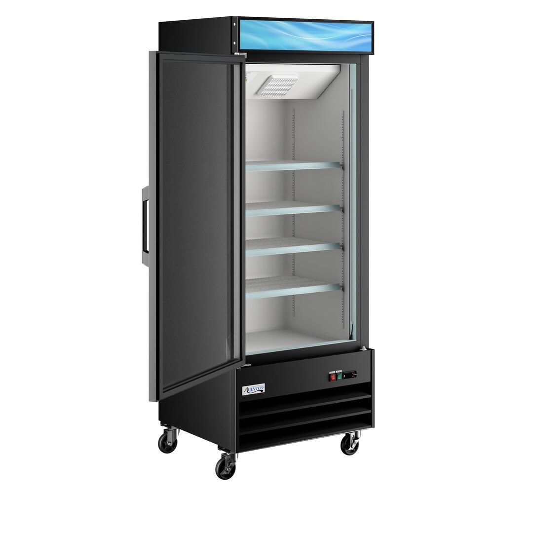 Black Customizable Left-Hinged Swing Glass Door Merchandiser Refrigerator with LED Lighting Black Customizable Left-Hinged Swing Glass Door Merchandiser Refrigerator with LED Lighting