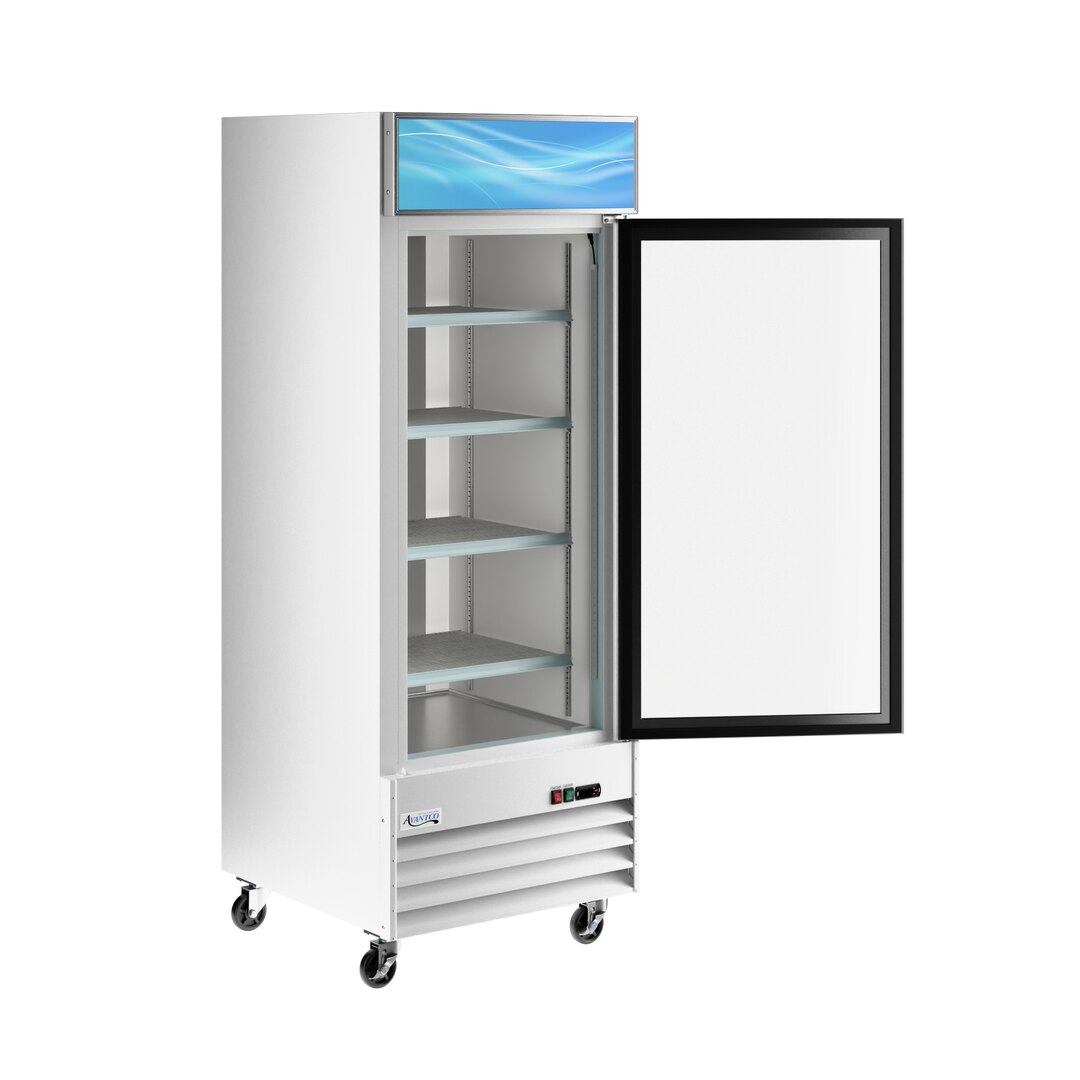 White Customizable Swing Glass Door Merchandiser Freezer with LED Lighting