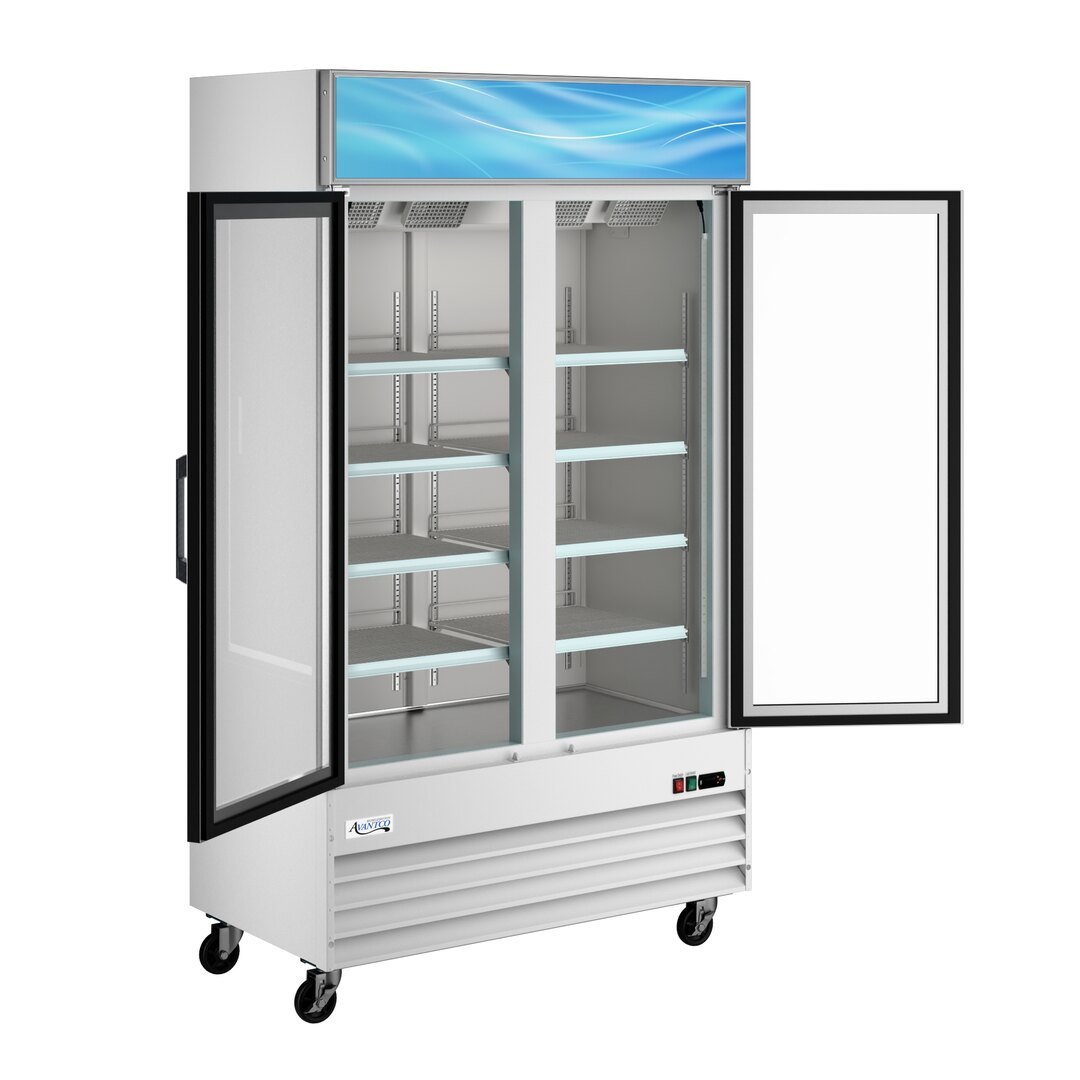 White Customizable Swing Glass Door Merchandiser Refrigerator with LED Lighting