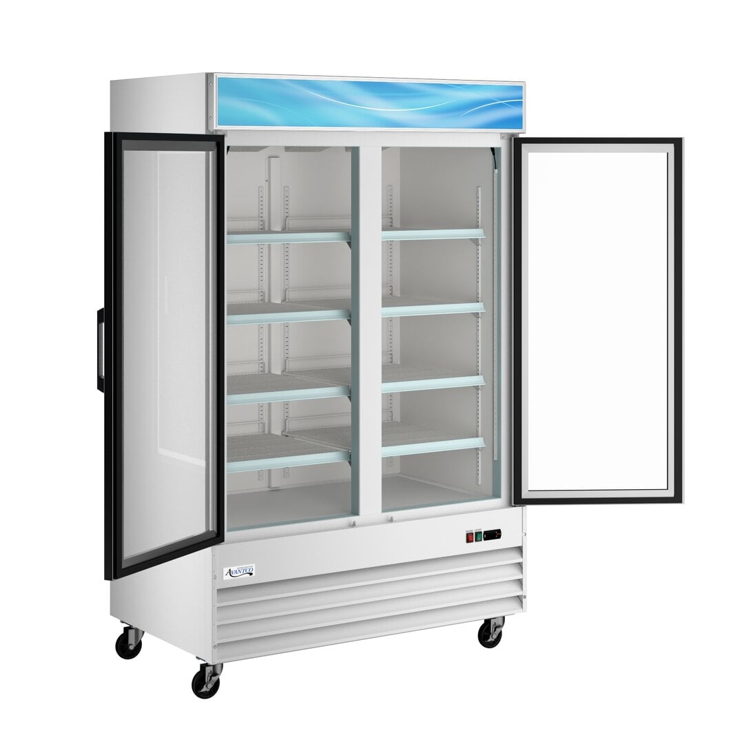 White Customizable Swing Glass Door Merchandiser Refrigerator with LED Lighting