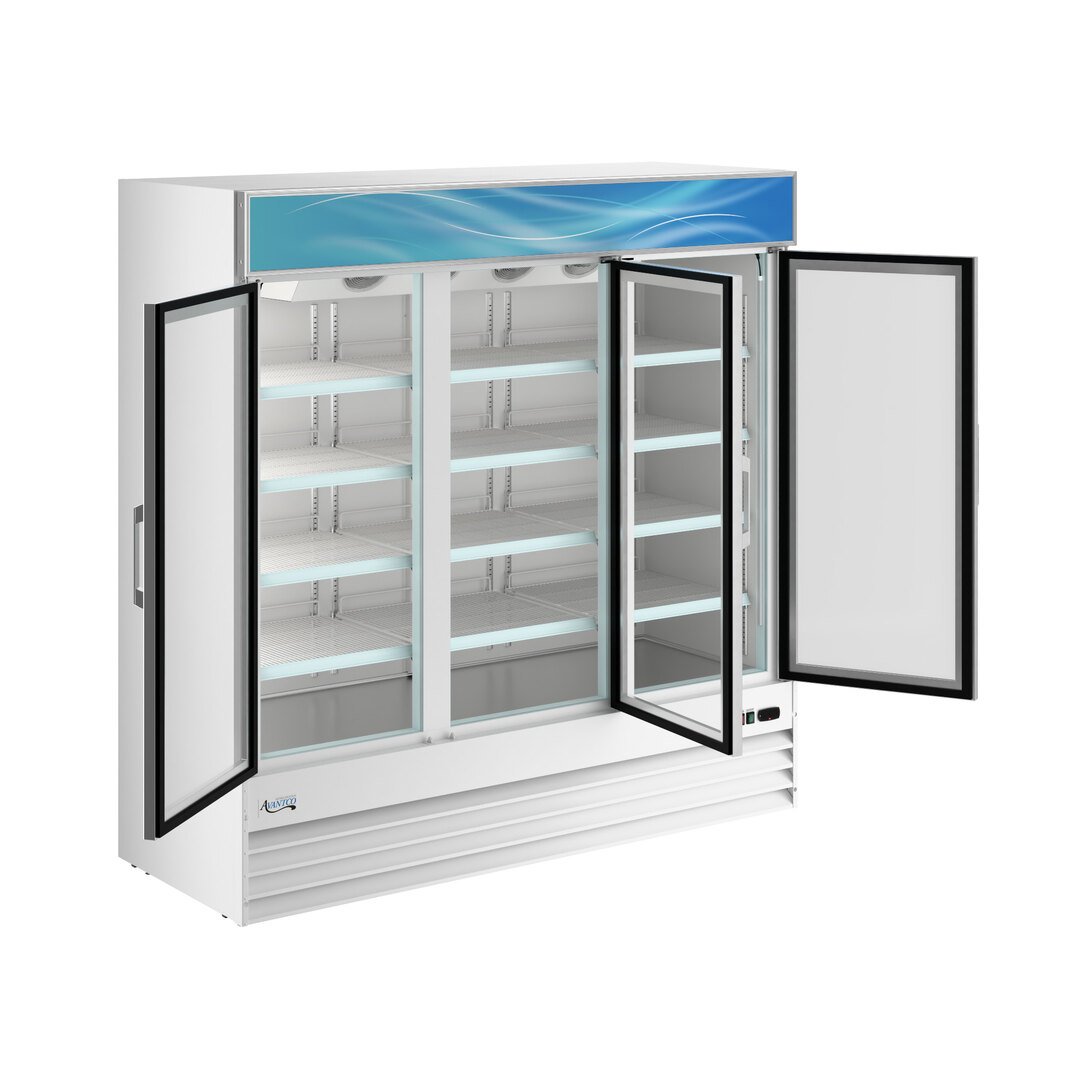 Avantco GDC-69-HC 78 1/4" White Customizable Swing Glass Door Merchandiser Refrigerator