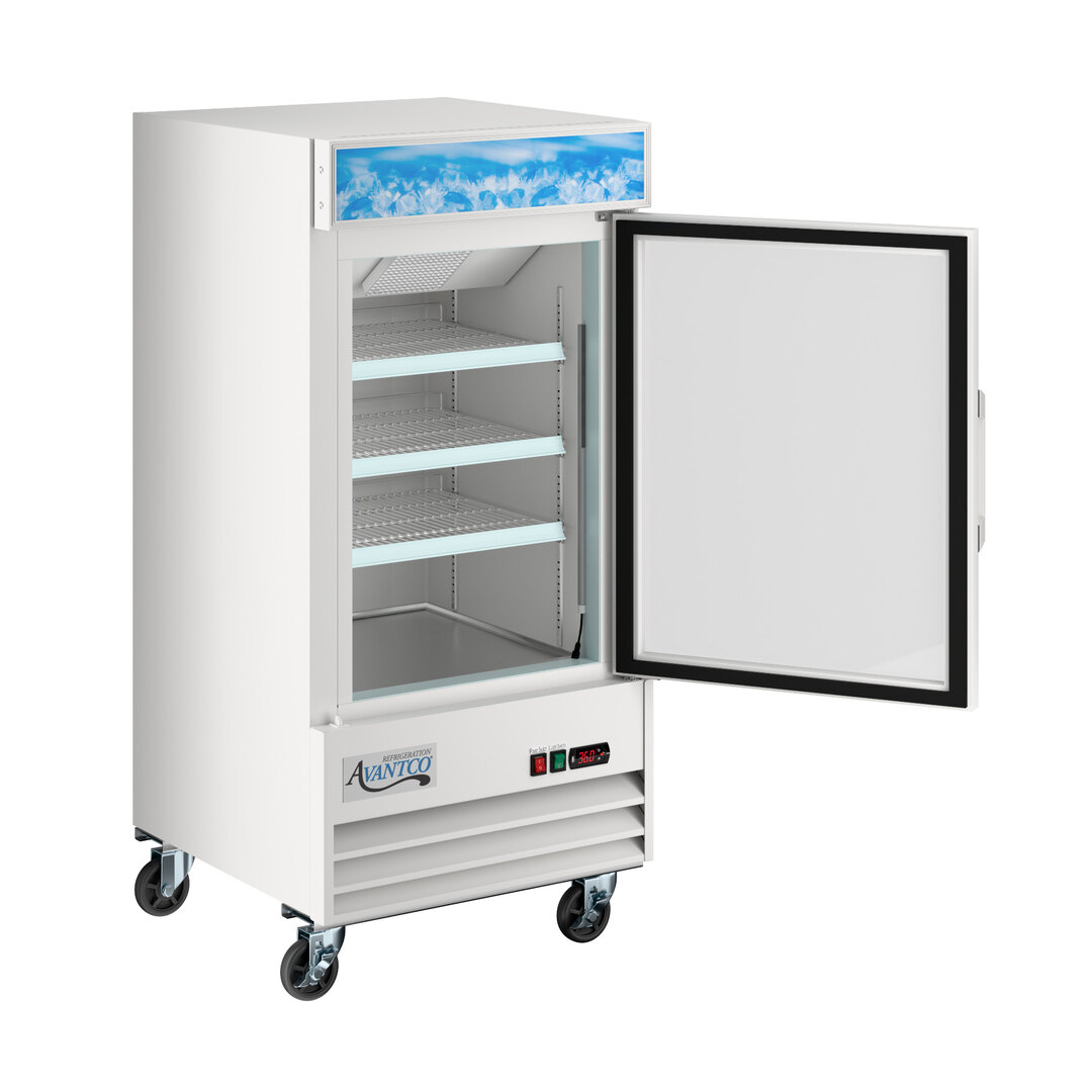 Avantco GDC-9F-HC 27" White Customizable Swing Glass Door Merchandiser Freezer with LED Lighting