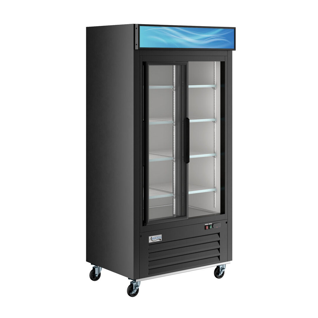 Avantco GDS-33-HCB 40" Black Customizable Sliding Glass Door Merchandiser Refrigerator with LED Lighting