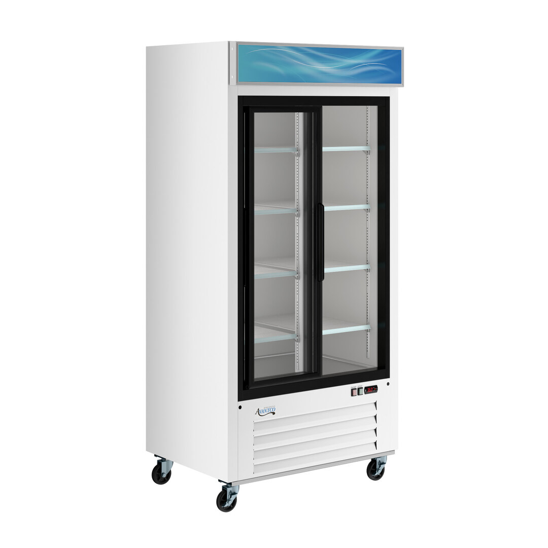Avantco GDS-33-HCW 40" White Customizable Sliding Glass Door Merchandiser Refrigerator with LED Lighting