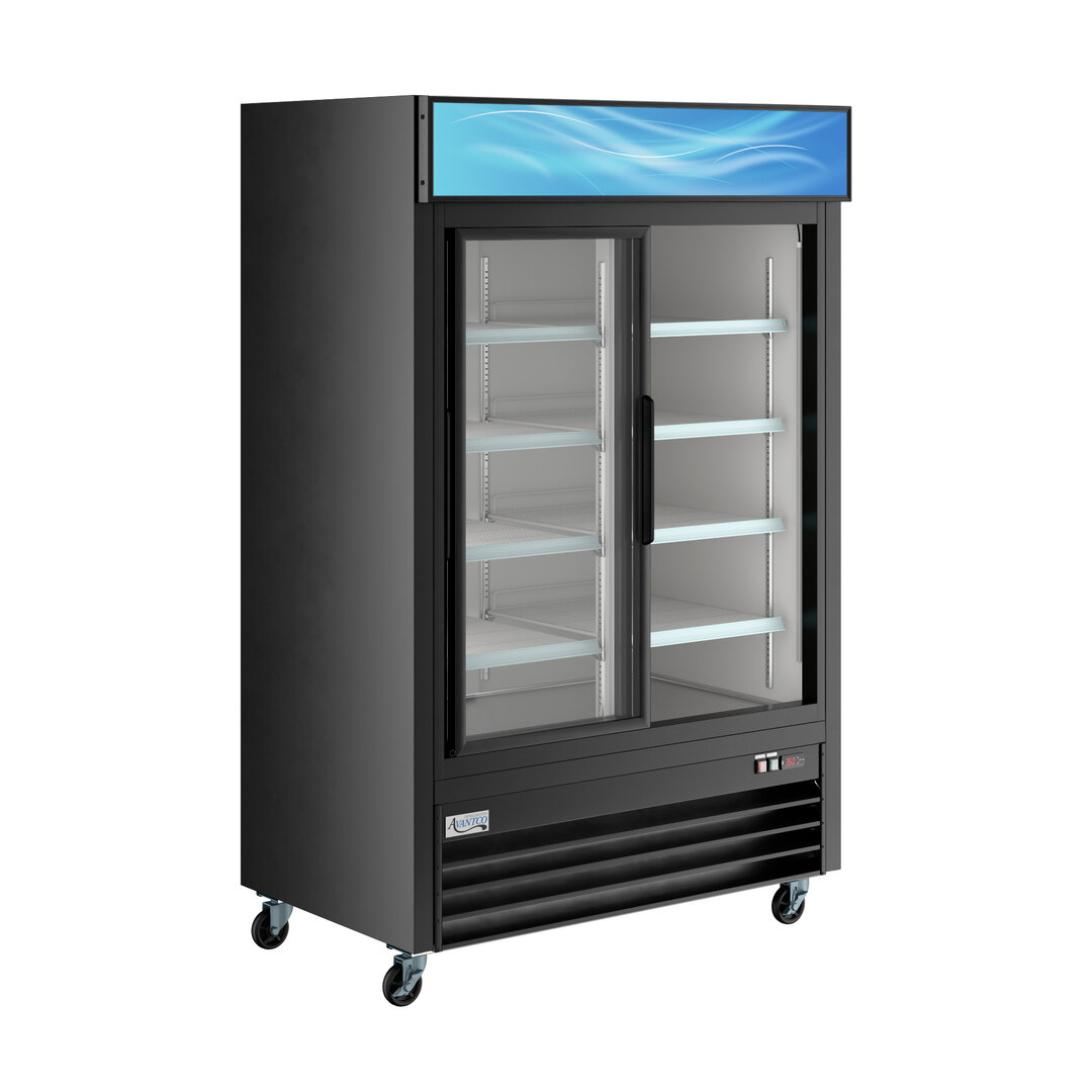 Avantco GDS-47-HC 53" Black Customizable Sliding Glass Door Merchandiser Refrigerator with LED Lighting