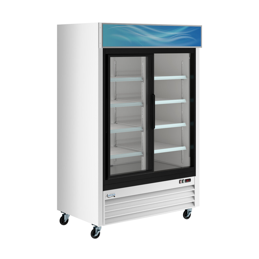Avantco GDS-47-HC 53 1/8" White Customizable Sliding Glass Door Merchandiser Refrigerator with LED Lighting