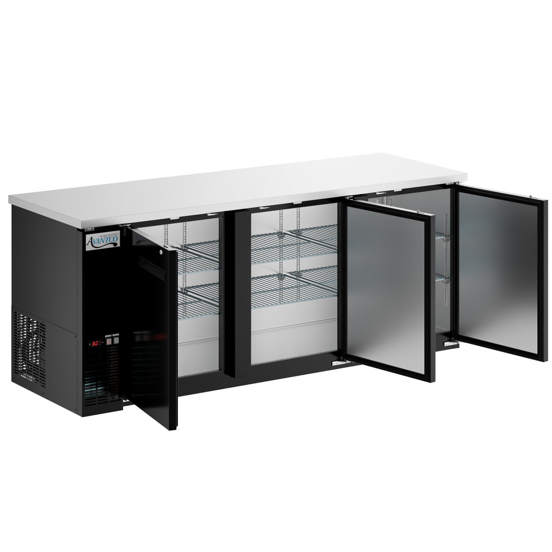 Black Counter Height Solid Door Back Bar Refrigerator