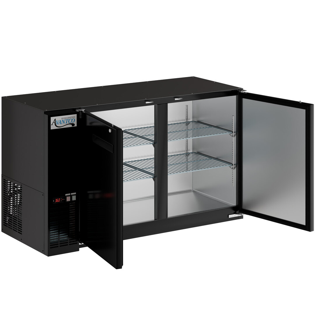 Black Underbar Height Narrow Solid Door Back Bar Refrigerator