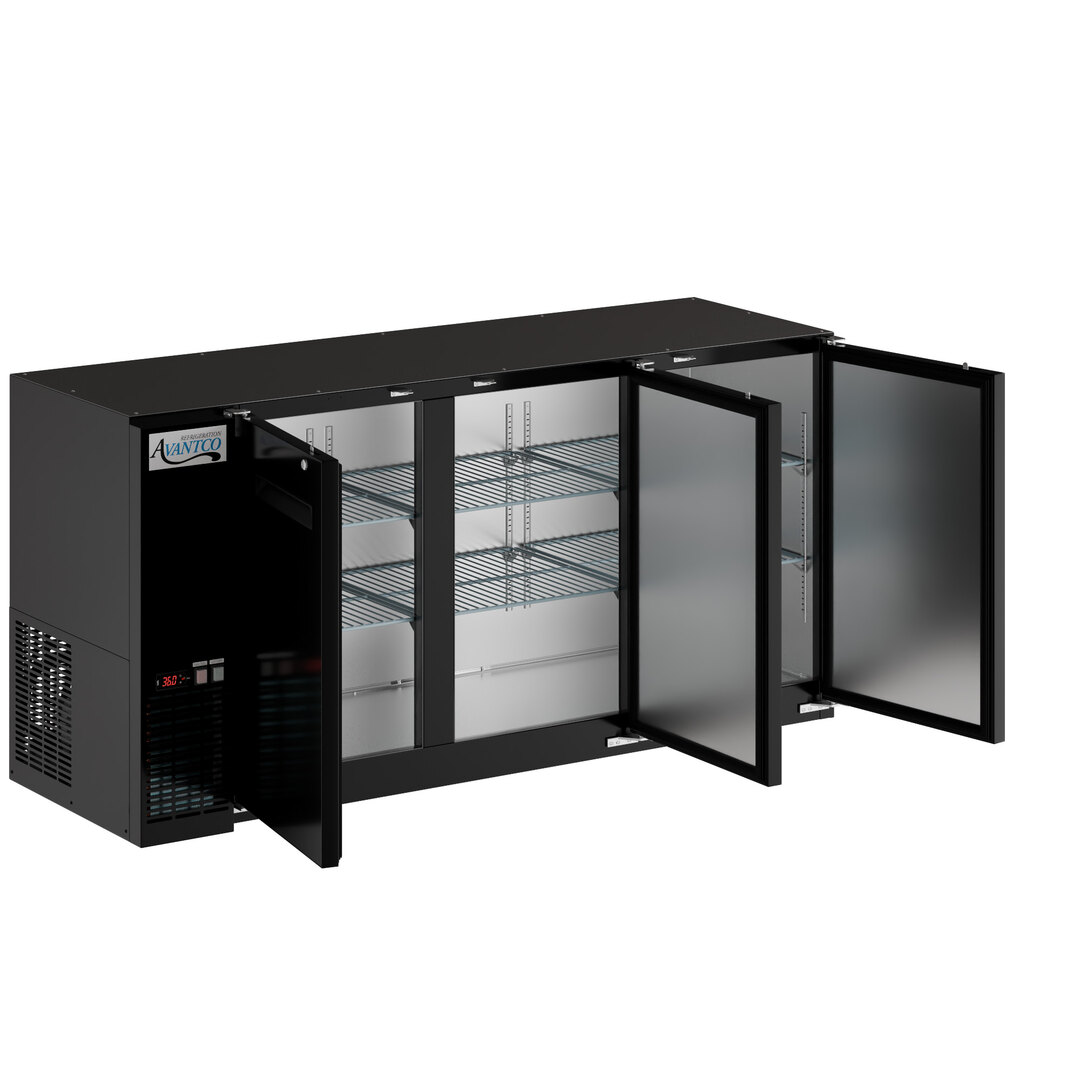 Avantco UBB-72-GT 73" Black Underbar Height Narrow Solid Door Back Bar Refrigerator