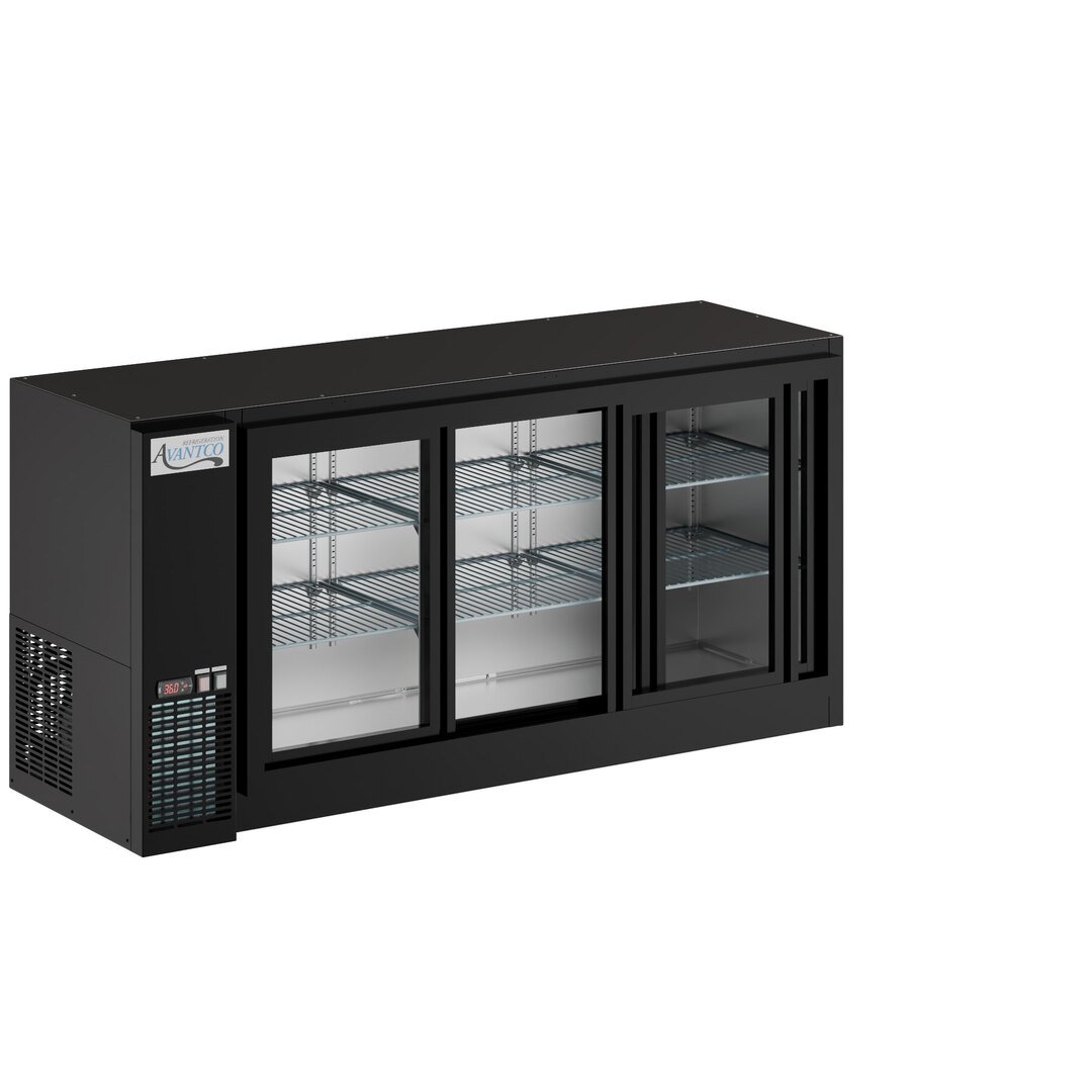 Avantco UBB-72S-GT 73" Black Underbar Height Narrow Sliding Glass Door Back Bar Refrigerator