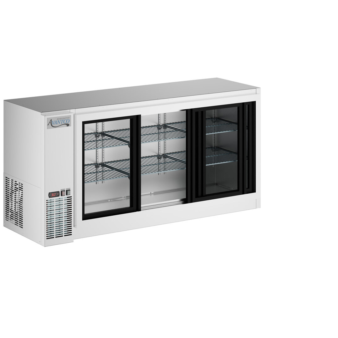 Avantco UBB-72S-GT-S 73" Stainless Steel Underbar Height Narrow Sliding Glass Door Back Bar Refrigerator
