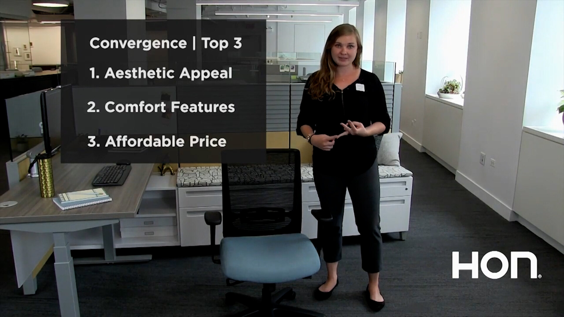 HON Convergence Black Mesh Basalt Vinyl Mid-Back Task Chair