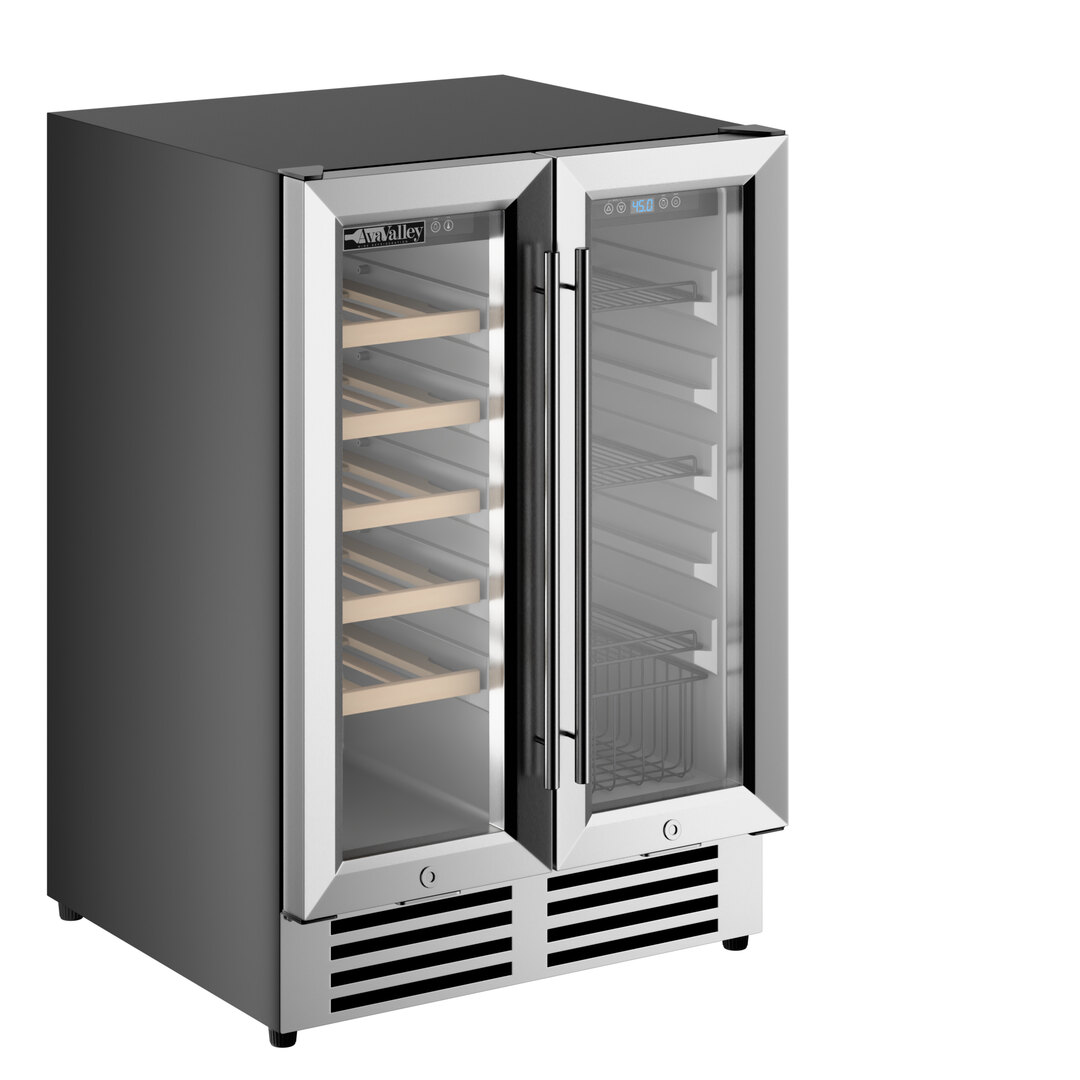 Dual Section Dual Temperature Full Glass Door Commercial Wine Cooler