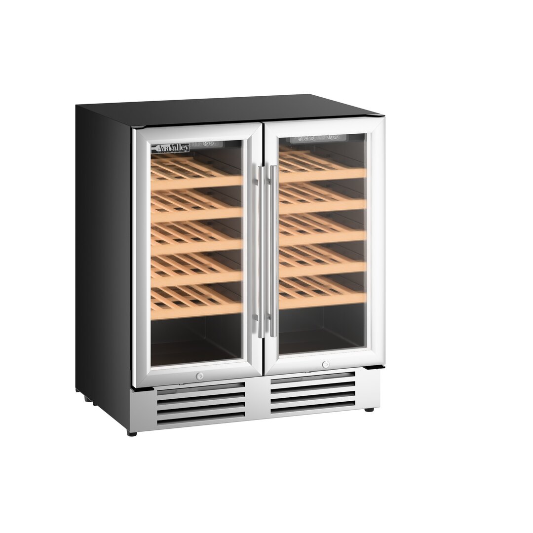 Dual Section Dual Temperature Full Glass Door Commercial Wine Cooler