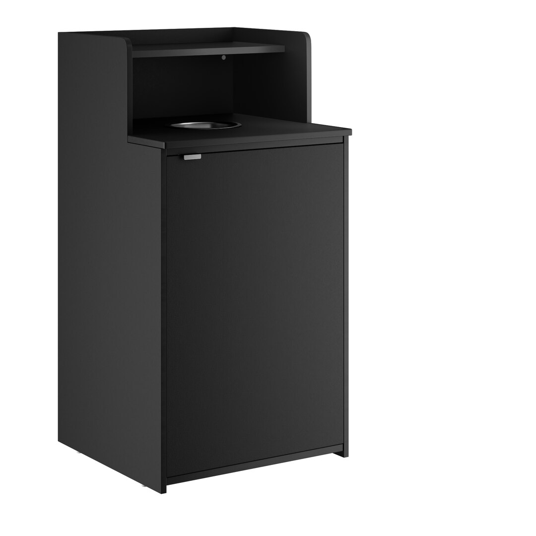 Waste 32 Gallon Black Waste Receptacle Enclosure with Drop Hole