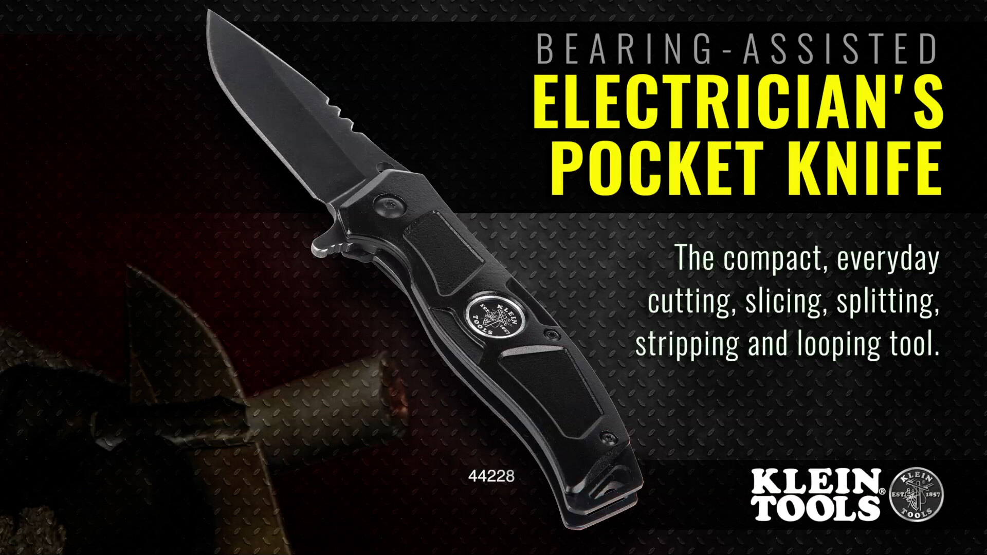 Klein Tools Electrician's Bearing-Assisted Open Pocket Knife 44228