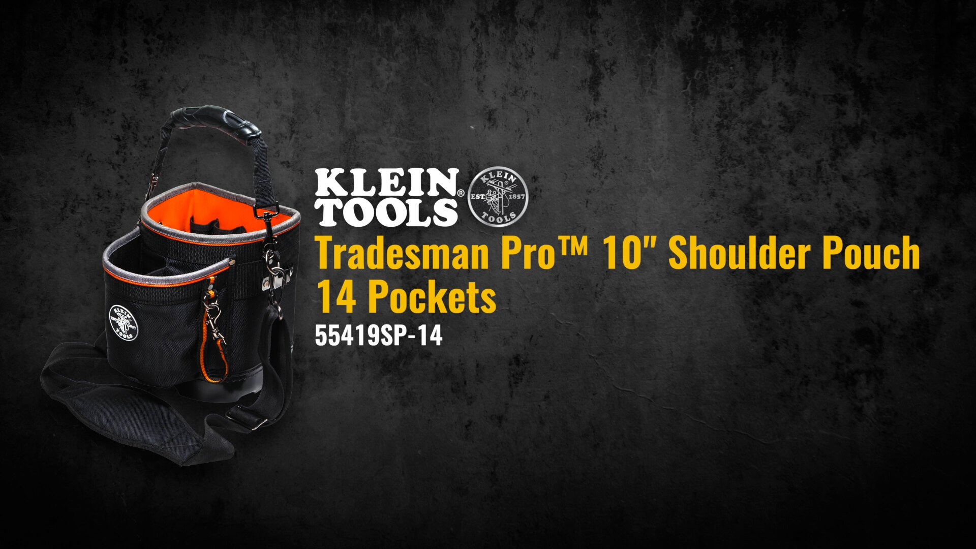 Klein Tools Tradesman Pro Shoulder Pouch, 14 Pockets, 10-Inch