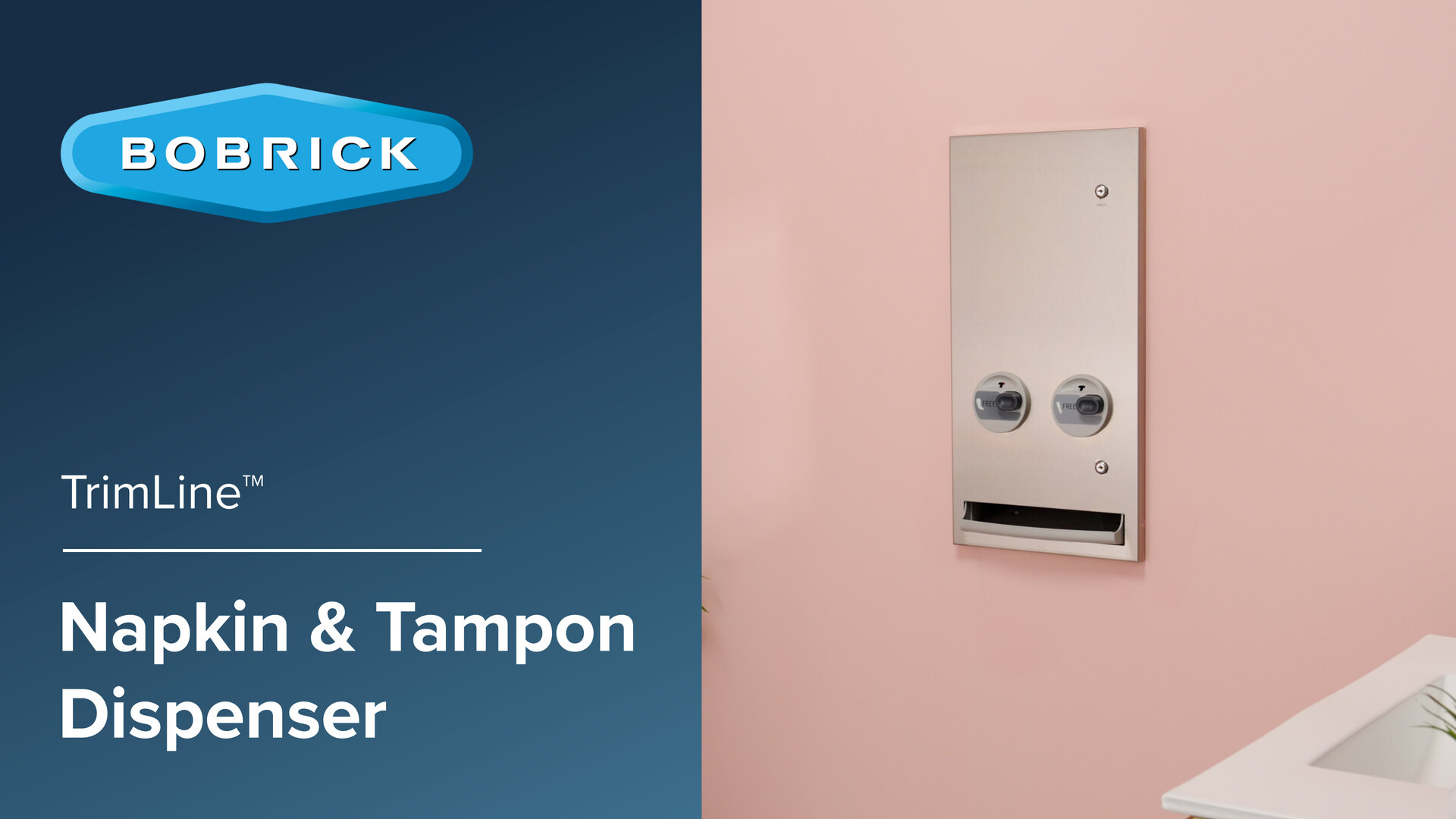 Bobrick B-37063C TrimLine Series Recessed Napkin / Tampon No Coin