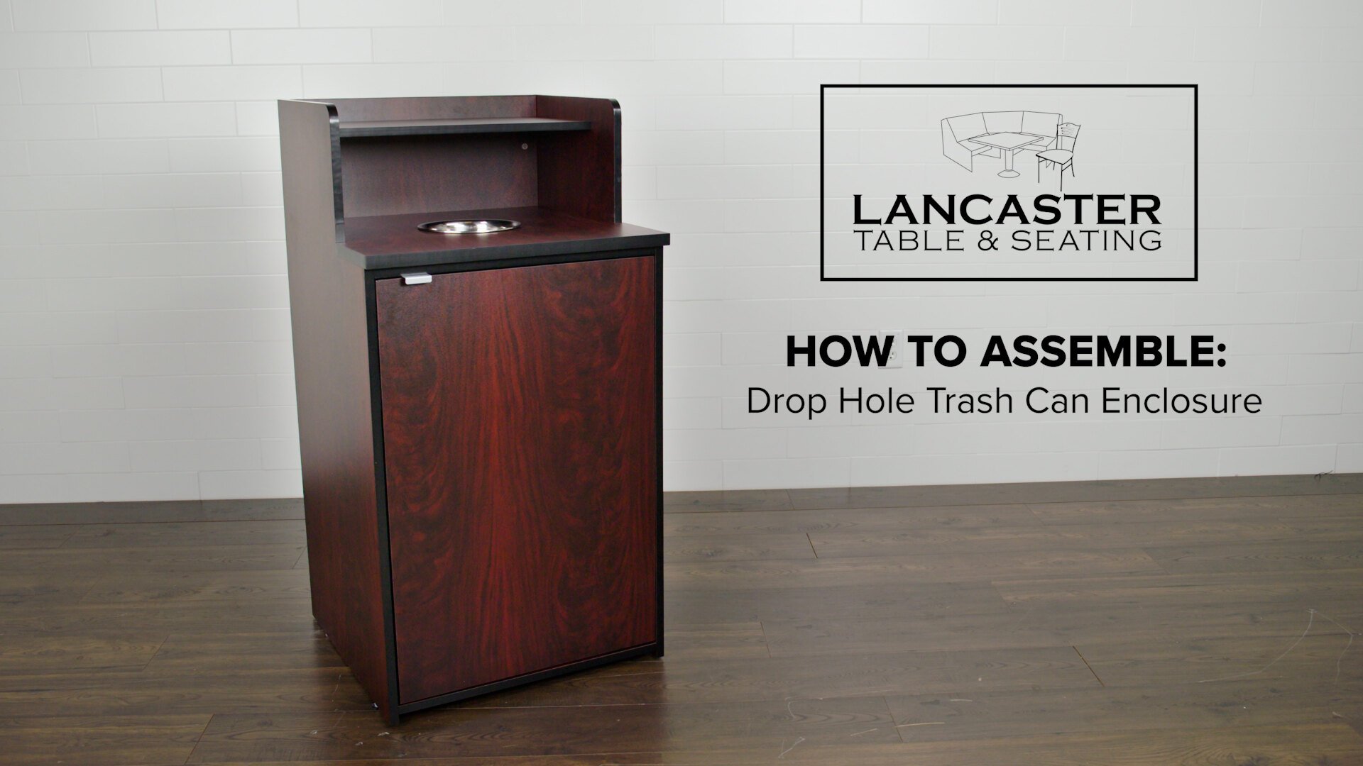 Waste 32 Gallon Walnut Waste Receptacle Enclosure with Drop Hole