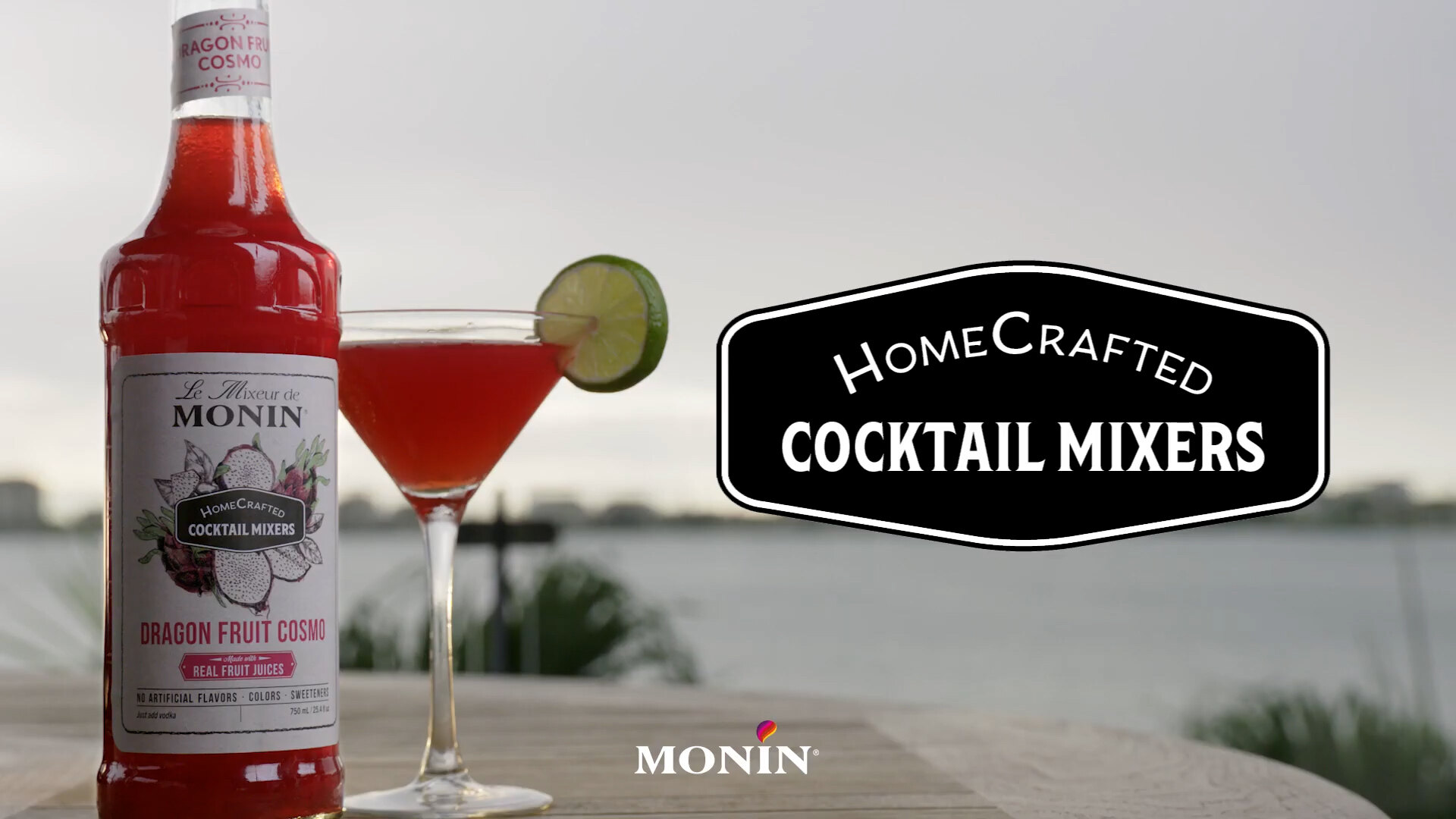 Monin 750 mL HomeCrafted Dragon Fruit Cosmo Cocktail Mix - 6/Case