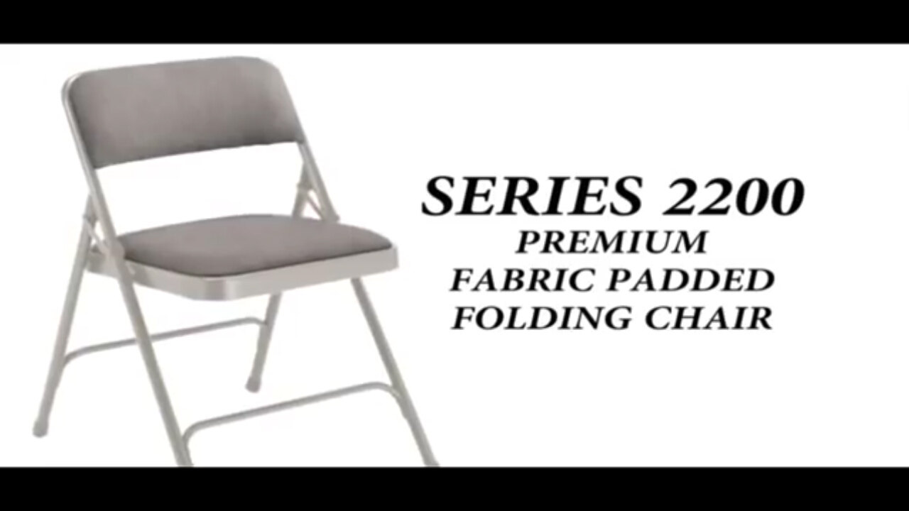 National Public Seating 2204 Char-Blue Metal Folding Chair with 1