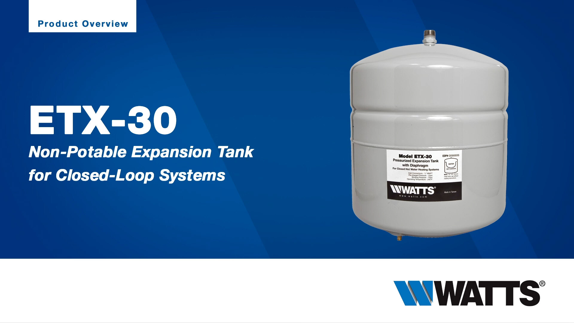 Watts 0066606 ETX-30 Gallon Pressurized Expansion Tank for