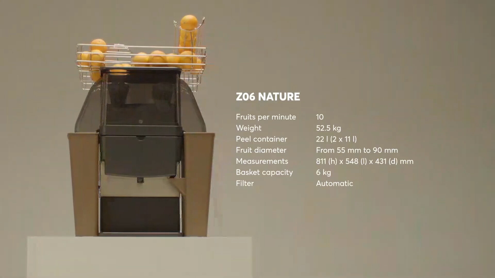 Zummo Z06-NOR Z06 Nature Orange Commercial Juicer - 10 Fruits / Minute