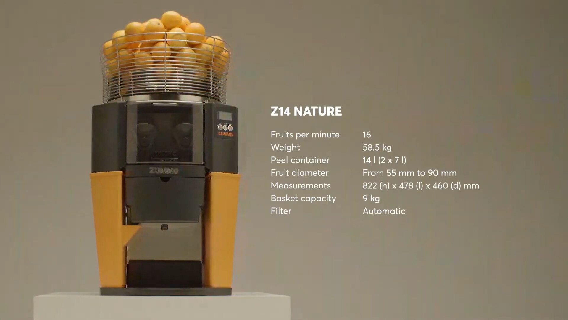 Zummo Z14-NOR Z14 Nature Orange Commercial Juicer - 16 Fruits / Minute