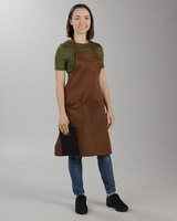 Choice Brown Standard Bib Apron with 2 Pockets Display