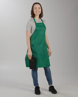 Choice Kelly Green Adjustable Bib Apron with 2 Pockets Display