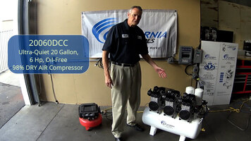 California Air Tools 20060DCC 20-Gal 6 HP Ultra Quiet Oil Free Air Compressor with 98% Air Dryer Overview