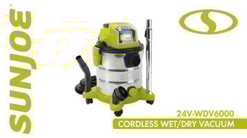 Sun Joe 24V-WDV6000 24V iON+ Cordless Stainless Steel Wet / Dry Vacuum Kit Overview Sun Joe 24V-WDV6000 24V iON+ Cordless Stainless Steel Wet / Dry Vacuum Kit Overview