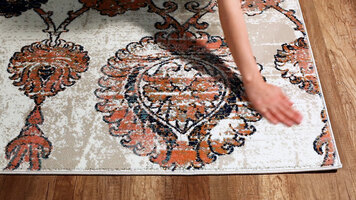 Abani Arto Collection Coral / Navy Distressed Bohemian Medallion Area Rug