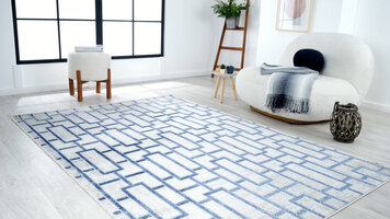 Abani Atlas Collection Blue / Gray Contemporary Seamless Rectangle Area Rug