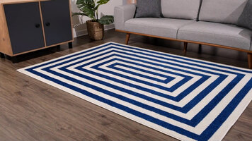 Abani Casa Collection Navy / Cream Contemporary Rectangular Area Rug Abani Casa Collection Navy / Cream Contemporary Rectangular Area Rug