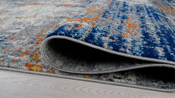 Abani Casa Collection Gray / Blue Contemporary Abstract Distressed Area Rug