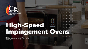 CPG High-Speed Impingement Oven: Programming Tutorial CPG High-Speed Impingement Oven: Programming Tutorial