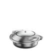 Acopa Voyage 6 Qt. Round Stainless Steel Induction Chafer with Glass Top and Soft-Close Lid