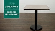 Watch this video to learn how to assemble your Lancaster Table & Seating stamped steel table base.