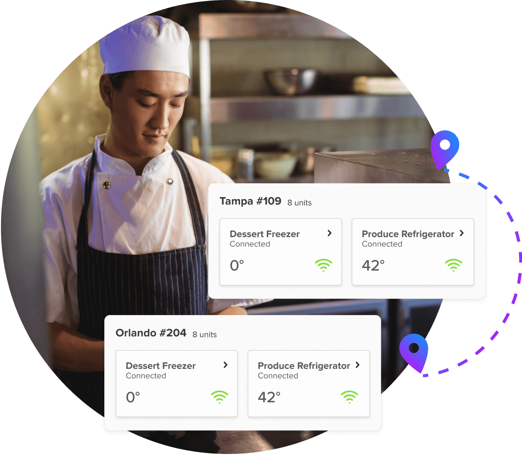 chef using handheld device with versa hub alerts