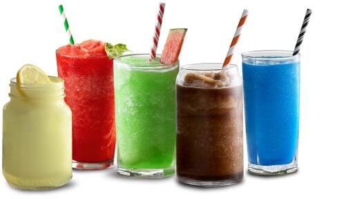 group of slushies in various flavors