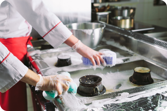 person washing dishes